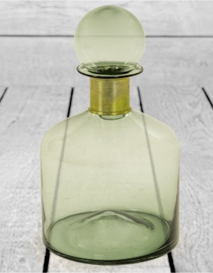 Round Green Glass Apothecary Bottle